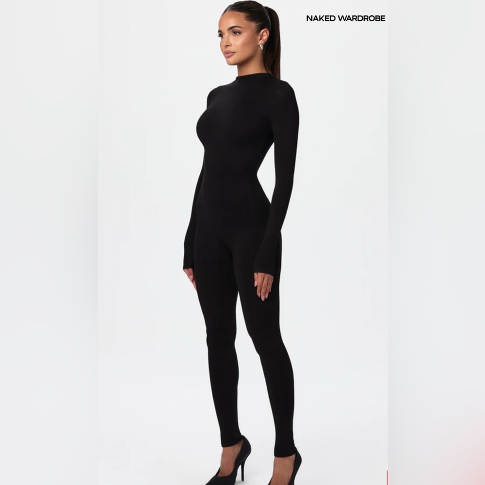 Naked Wardrobe Sculpt Jumpsuit Black NWT size XS